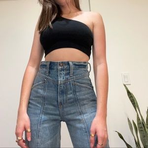 Unique waist super high rise jeans, size 25